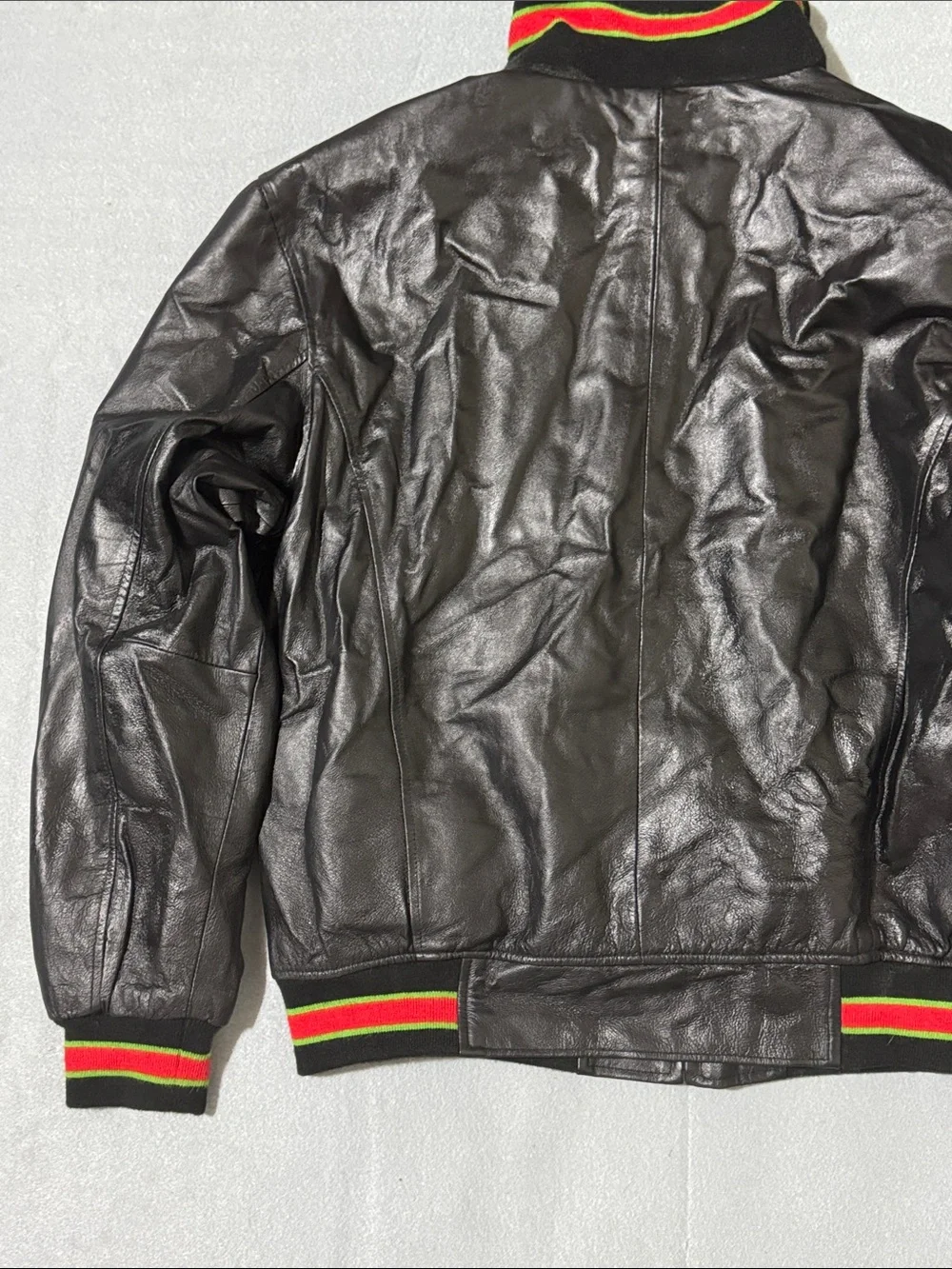 Summer2010 Black Leather 'MEXICO' Jacket with Green Lettering and Flag Patch